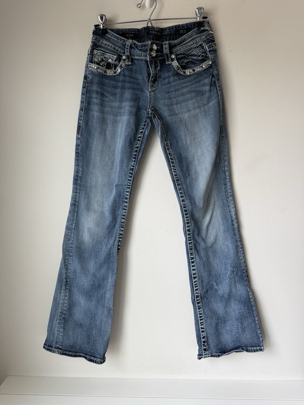 Vigoss Jeans Women 5/6 L33 Dublin Bootcut Embellished Denim Actual 29x32 Tall